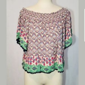 Red Camel Fringe 3/4 Sleeve Women's Top Size Small